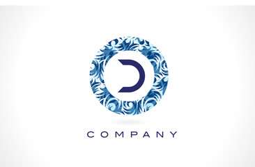 Letter D Blue Pattern Logo Design.