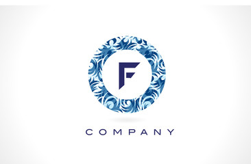 Obraz premium Letter F Blue Pattern Logo Design.