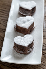 Chocolate lava cakes in the shape of heart
