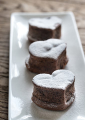 Chocolate lava cakes in the shape of heart