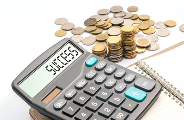 coins and calculator