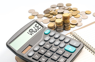 coins and calculator