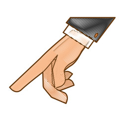 hand pointing icon over white background. colorful design. vector illustration