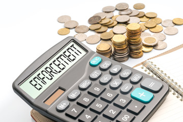 coins and calculator