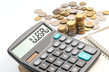 coins and calculator