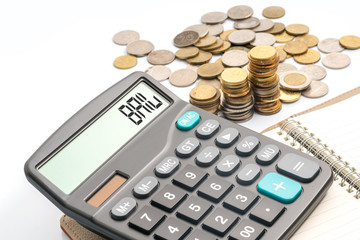 coins and calculator
