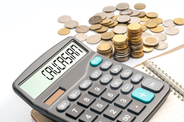 coins and calculator