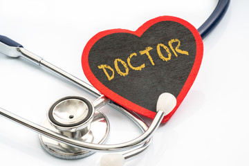 stesthoscope and red heart shape - medical concept