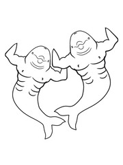 Team 2 friends couple duo bodybuilders muscle strong fitness studio posen male lift water dolphin swim cute cute