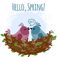 Vector illustration with bird on the nest