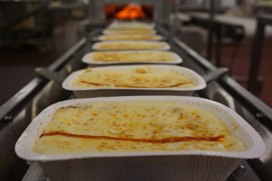 Factory Food Manufacturing - Lasagne Ready Meal Production