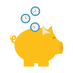 piggy bank with clocks icon image vector illustration design