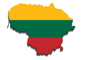 close up on Lithuania map on white background