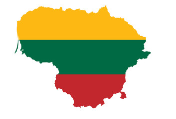 close up on Lithuania map on white background