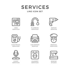 Fototapeta na wymiar Set line icons of services