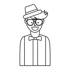 young man character hipster style vector illustration design