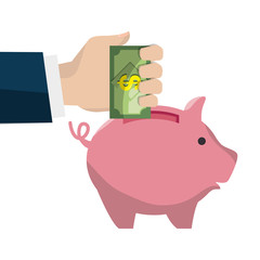 piggy savings money icon vector illustration design