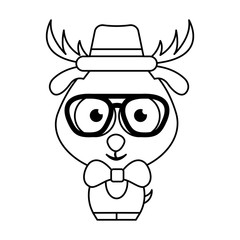 cute deer character hipster style vector illustration design