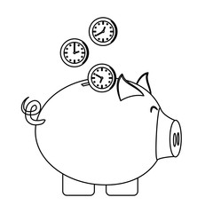 piggy bank with coins over white background. vector illustration