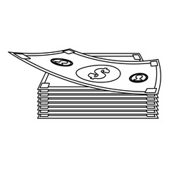 money bills or wad of cash over white background. vector illustration