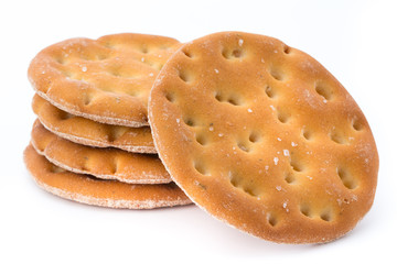 Short pastry cookies isolated on white background.