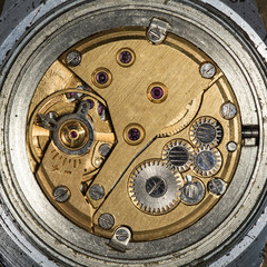 clockwork old mechanical USSR watch, high resolution and detail