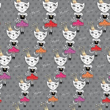 Fashion Cat Vector Pattern