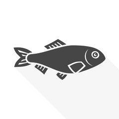 Fish icon vector - Illustration with long shadow
