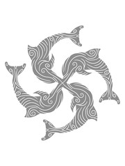 Tattoo pattern lines tribal circle 4 group cool design jumping little delfin cute cute comic cartoon grin smile funny © Style-o-Mat-Design