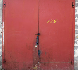 old metal warehouse door, hangar, high resolution photo