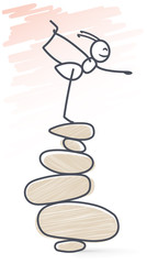 Ant standing on a pile of stones doing yoga