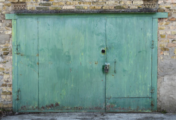 old metal warehouse door, hangar, high resolution photo