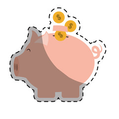 piggy bank money icon image sticker vector illustration design 