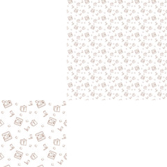 Seamless pattern kitchen icons in the style of line art. Background in the style of the kitchen line art with pattern unit.