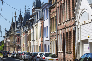 Facade of an old French house in Normandy