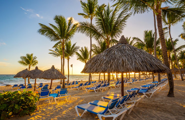 Tropical Beach Resort in Punta Cana, Dominican Republic - obrazy, fototapety, plakaty