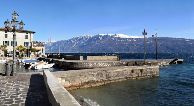 The port of Gargnano on Lake Garda in winter - Brescia