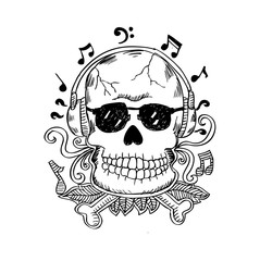 skull with headphones