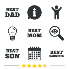 Best mom and dad, son, daughter icons.