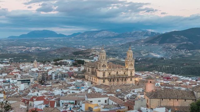 Cityscape of Jaen in the evening, Andalusia, Spain


