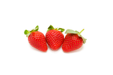 three berries ripe and juicy strawberry isolated on white background