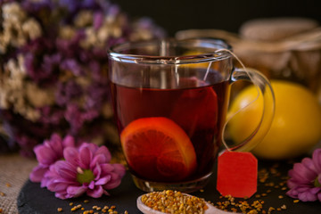 health, traditional medicine, folk remedy concept - cup of tea w