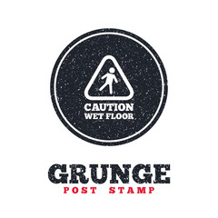 Caution wet floor icon. Human falling symbol.