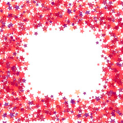 Pink Star Frame on White Background. Red Starry Pattern