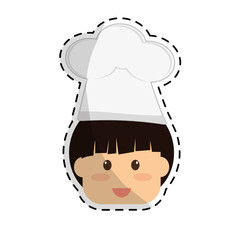 boy child wearing chef hat  icon image sticker vector illustration design 