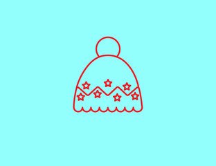 Vector flat line christmas santa hat