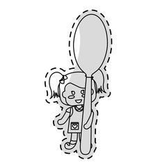 cartoon girl with spoon over white background. vector illustration