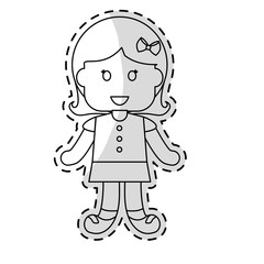 cute girl icon over white background. vector illustration