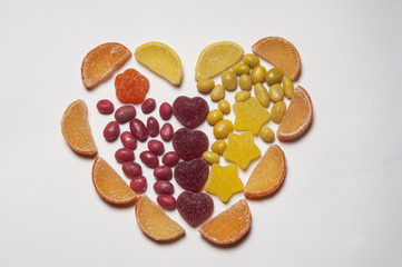 marmalade food art heart for valentine's day isolated on white