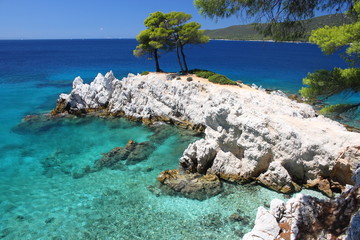 Fototapeta na wymiar Amarantos Rocks Sporades island, Greek island, Thessaly, Aegean Sea, Greece